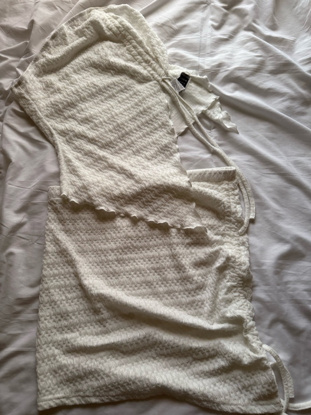 SHEIN White Textured Ruffle Top and Skirt
